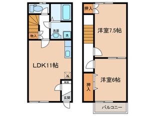 ハピネス華　Bの物件間取画像